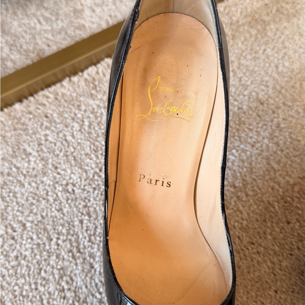 Christian Louboutin Black Patent Peep Toe Pumps - Picture 4 of 15